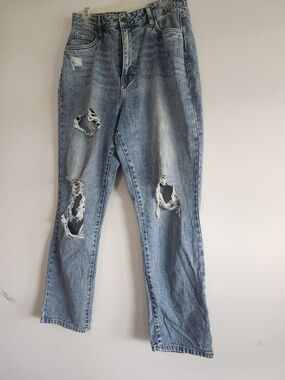 Aéropostale Curvy Mom Jeans | Size 12 Women's Light Blue Distressed Ripped Jeans